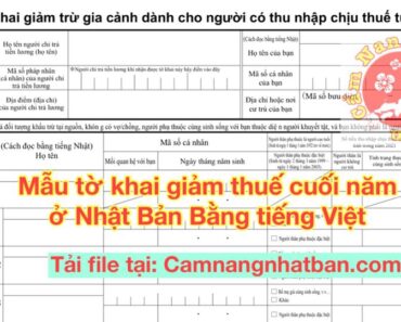 Mẫu các tờ khai điều chỉnh giảm thuế cuối năm 2021 ở Nhật bản tiếng Việt