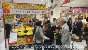 Khách mua xoài Việt Nam trong siêu thị Nhật Bản