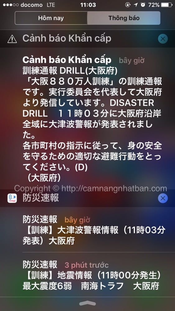 cảnh báo động đất 6 độ  ở Osaka Nhật Bản