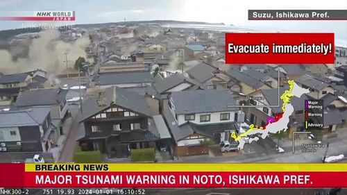Động đất lớn tại Nhật Bản, hàng chục nghìn người sơ tán khẩn cấp