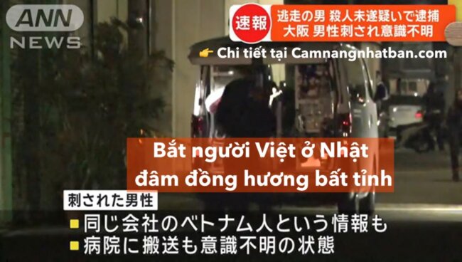 Người Việt Nam ở Nhật Bản bị bắt vì đâm và làm đồng hương bất tỉnh