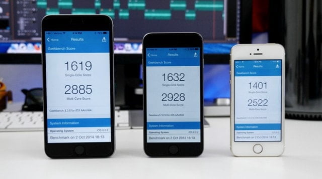Điểm số Geekbench cao nhất trên các iPhone mới như sau: iPhone 6S là 2.500 và iPhone 7 là 3.500. Ảnh: 9to5mac.
