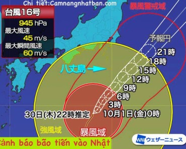 Cảnh báo báo lớn tiến vào Nhật Bản cuối tuần này bão số 16