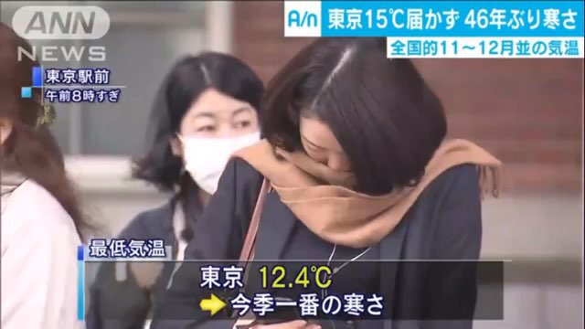 Nhiệt độ ở Tokyo xuống chỉ còn hơn 12 độ