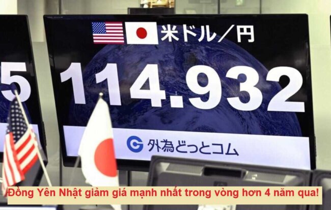 Đồng yên Nhật tiếp tục giảm mạnh nhất trong hơn 4 năm qua