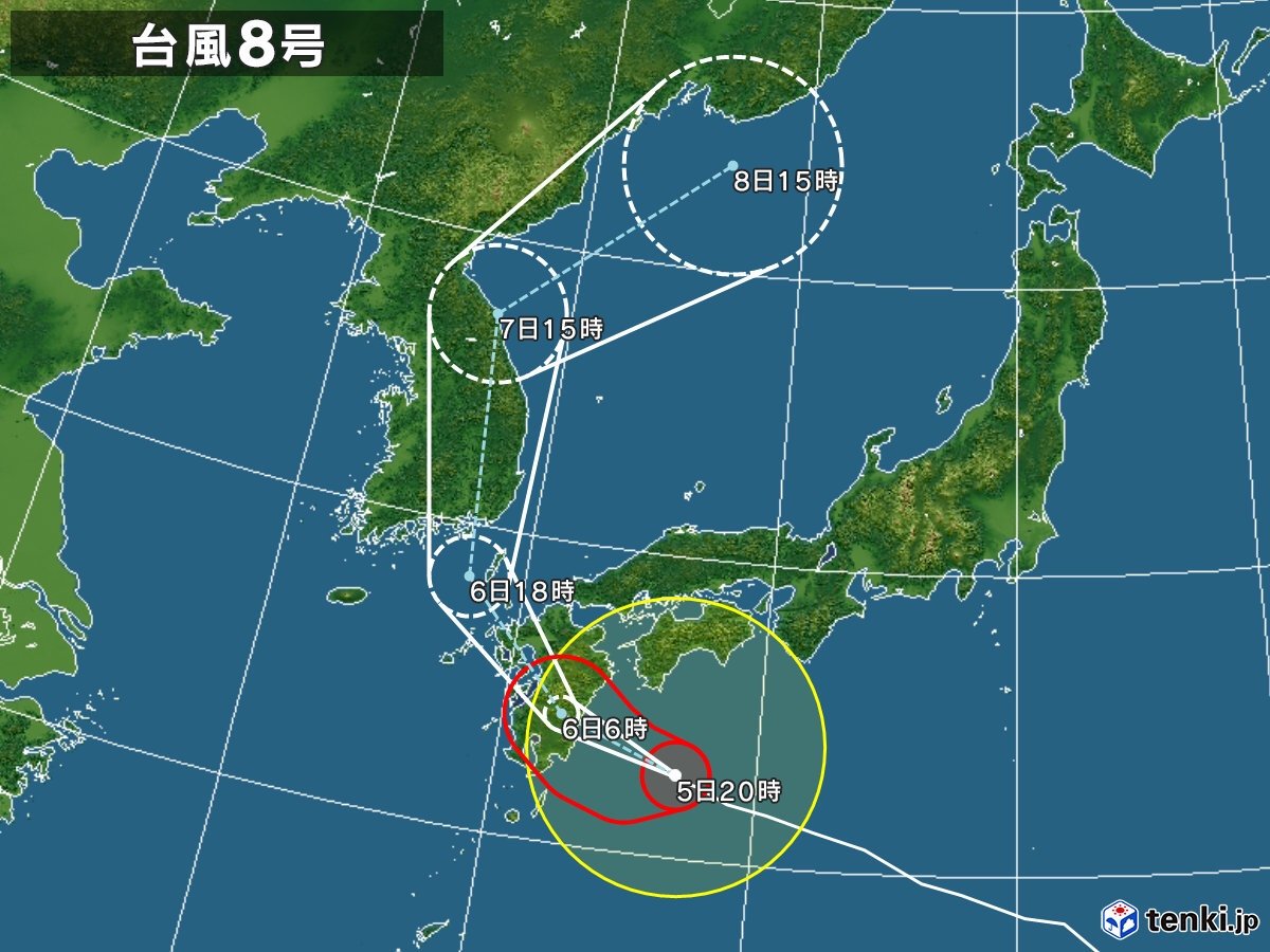 Đường đi của cơn bão số 8 tiến vào Nhật Bản