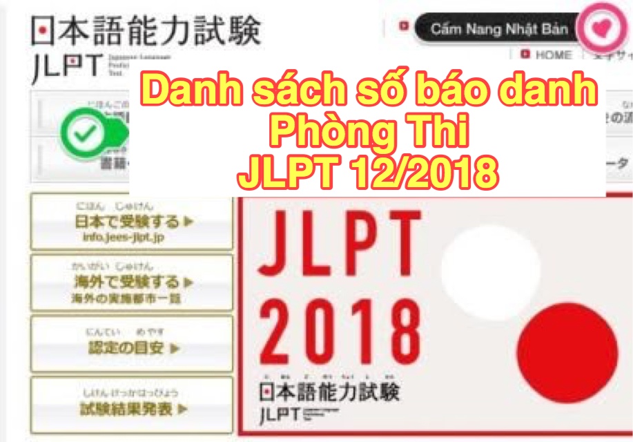Danh sách số báo danh và phòng thi JLPT 2/12/2018 tại Việt Nam