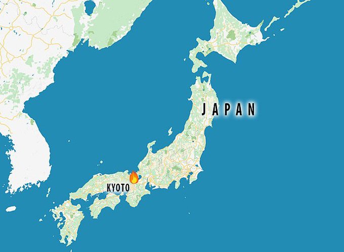 Thành phố Uji, tỉnh Kyoto - địa điểm xảy ra đám cháy - trên bản đồ nước Nhật Bản. Đồ họa: JT.